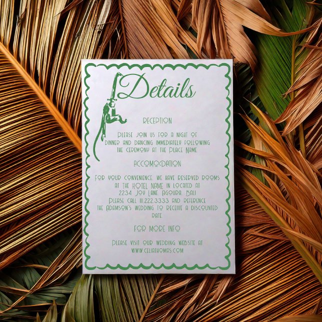 Tropical Coastal Retro Destination Wedding Details Tilläggskort (Skapare uppladdad)