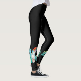 Tropical Cockatoo Parrot Black Leggings