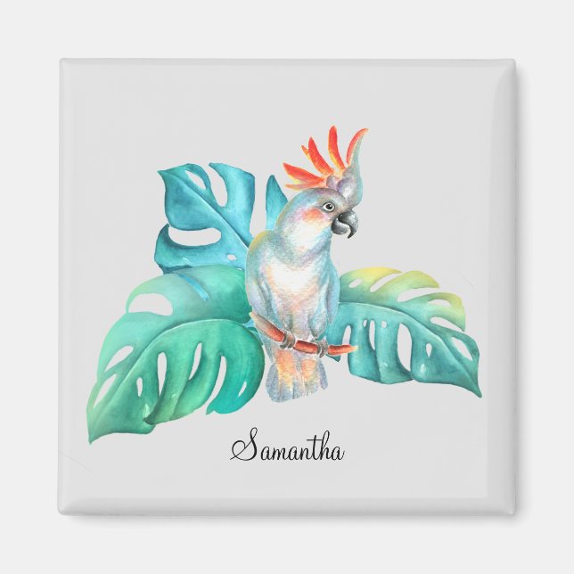 Tropical Cockatoo Parrot Personlig Magnet (Framsidan)
