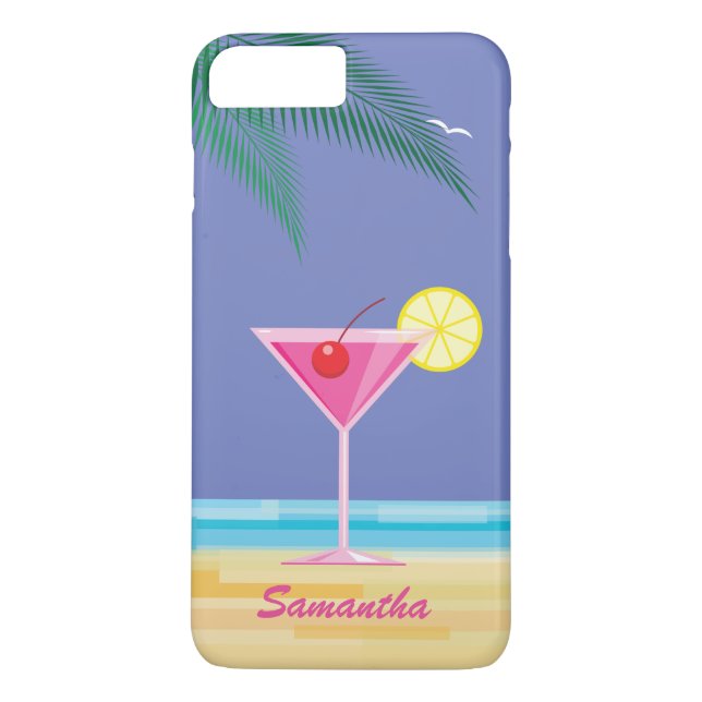 Tropical Cocktail & Beach iPhone 7 Plus-lila Case-Mate iPhone Skal (Baksida)