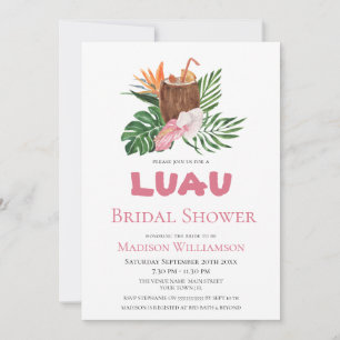 Tropical Cocktail Blommigt Luau Möhippa Inbjudningar
