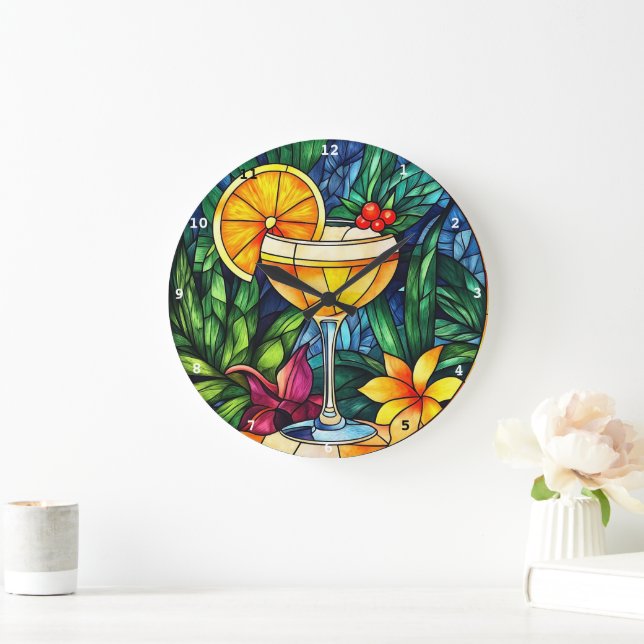 Tropical Cocktail Elegance" - Glas som beretts med Stor Klocka (Hem)