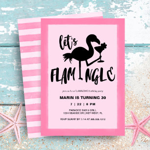 Tropical Cocktail Flamingo Flamingle Birthday Inbjudningar