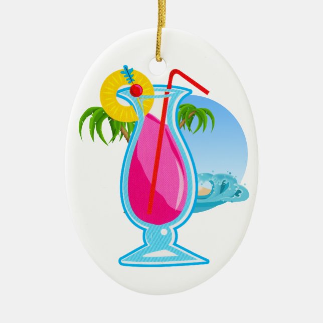 Tropical Cocktail Julgransprydnad Keramik (Framsidan)