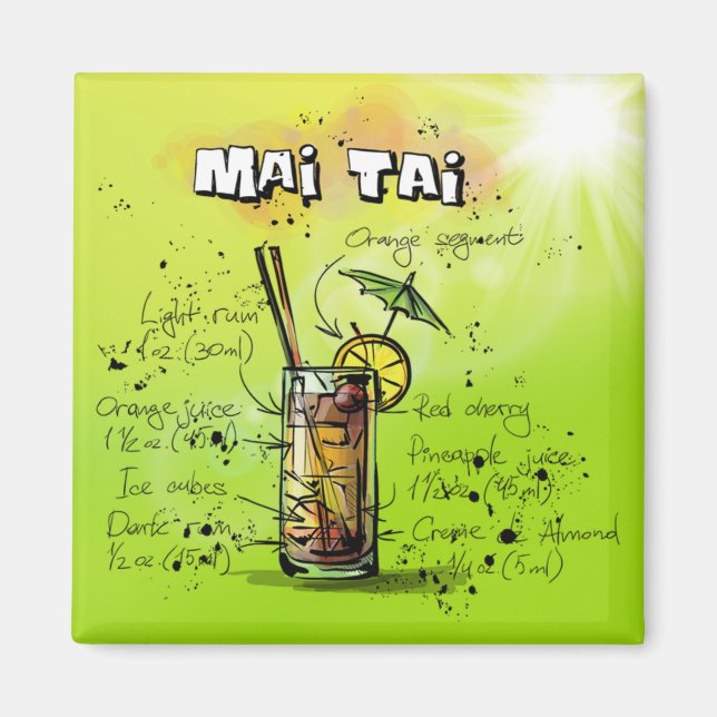 Tropical Cocktail Recipe Magnet (Framsidan)