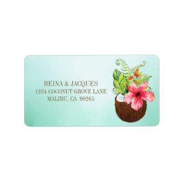 Tropical Coconut Blommigt Bouquet Returadress Adressetikett