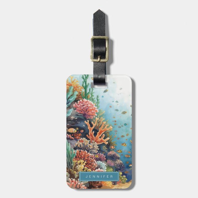 Tropical Coral Luggage Tag Bagagebricka (Vertikal Framsida)