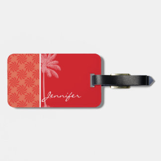 Tropical Coral & Red Swirl Bagagebricka