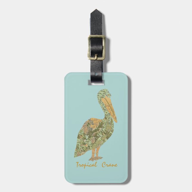 Tropical Crane-Orange Bagagebricka (Vertikal Framsida)