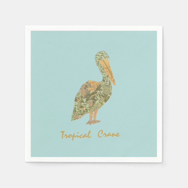 Tropical Crane-Orange Pappersservett (Framsidan)