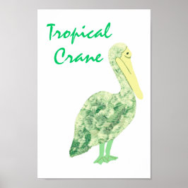 Tropical Crane Poster