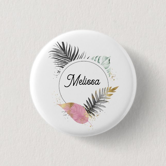 Tropical Custom Name Button Knapp (Framsida)