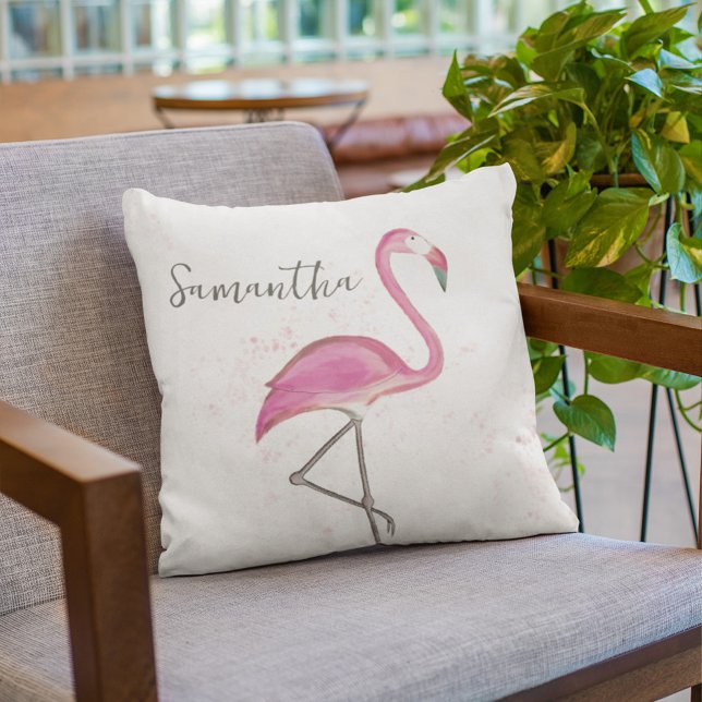 Tropical Cute Anpassningsbar Rosa Flamingo Kudde (Skapare uppladdad)
