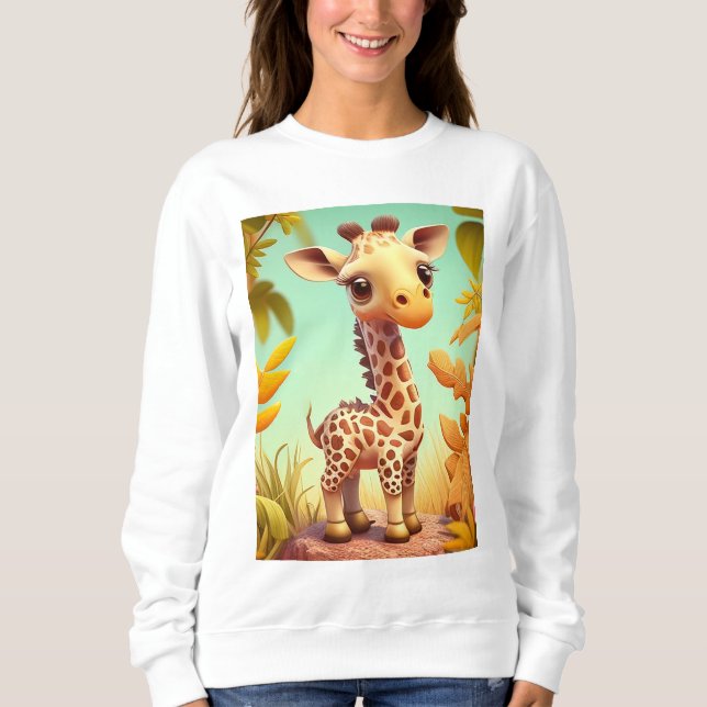 Tropical Cute Baby Giraffe Cartoon-37560 T Shirt (Framsida)