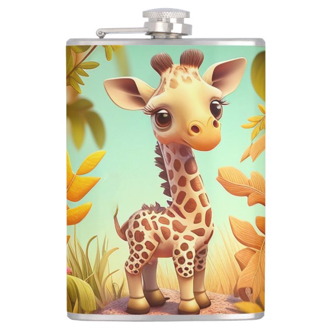Tropical Cute Baby Giraffe Tecknad Fickplunta (Framsidan)