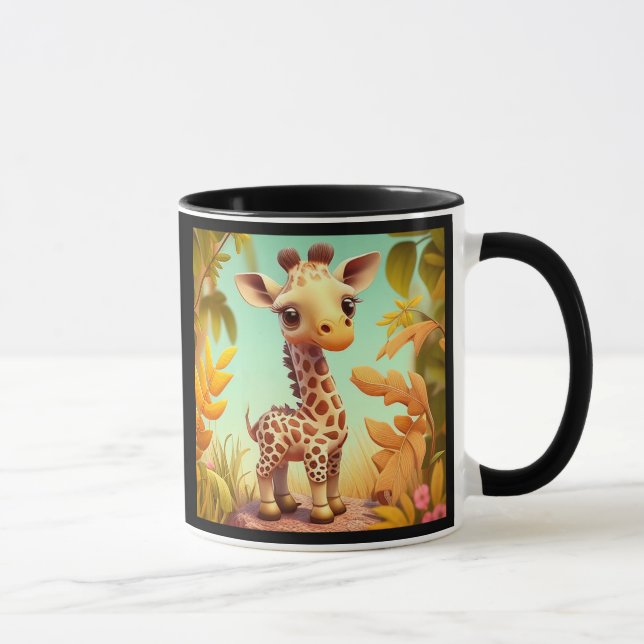 Tropical Cute Baby Giraffe Tecknad Mugg (Höger)