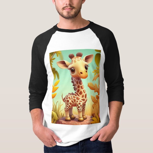 Tropical Cute Baby Giraffe Tecknad T Shirt (Framsida)