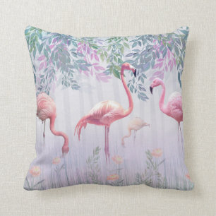 Tropical Cute Family Rosa Flamingos Kudde