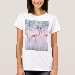 Tropical Cute Family Rosa Flamingos T Shirt