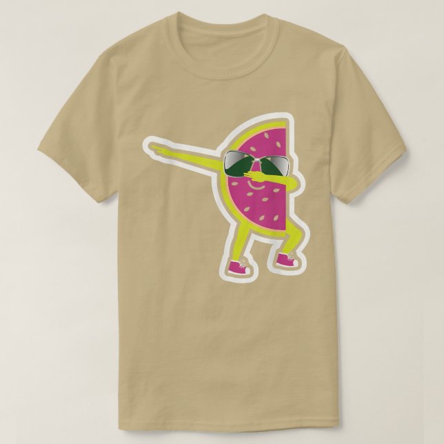 Tropical Dabbing Watermelon Fruit Hej Summer Veg T Shirt (Design framsida)