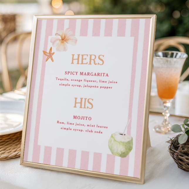 Tropical Destination Wedding Signature Drinks Poster (Skapare uppladdad)