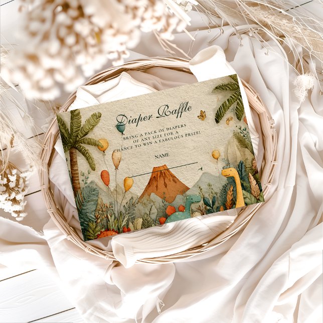 Tropical Dino Adventure Baby Shower Diapper Raffle Tilläggskort (Skapare uppladdad)