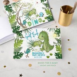 Tropical Dino Baby Shower Guest Bok Story-saga