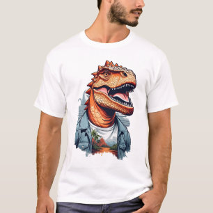 Tropical Dinosaur Rawr AI Art T Shirt