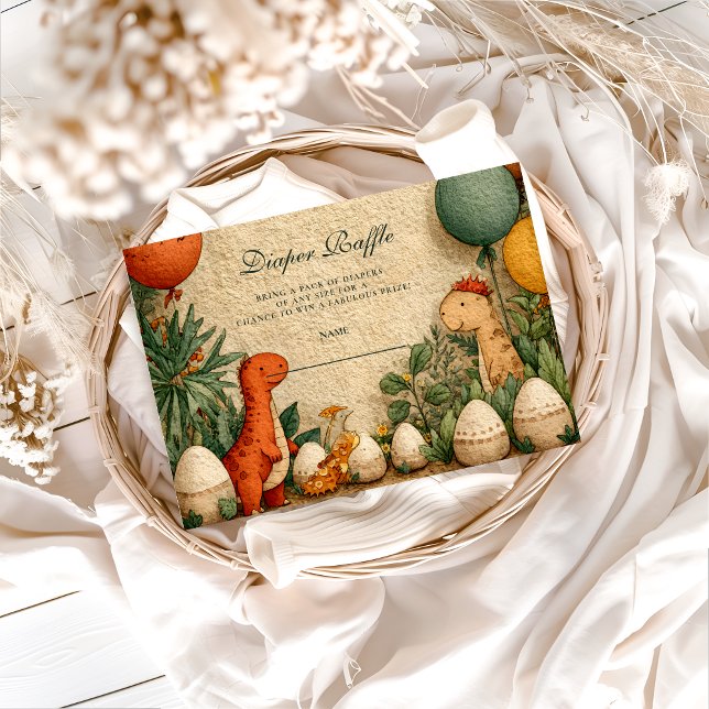 Tropical Dinosaur Theme Baby Shower Diapper Raffle Tilläggskort (Skapare uppladdad)