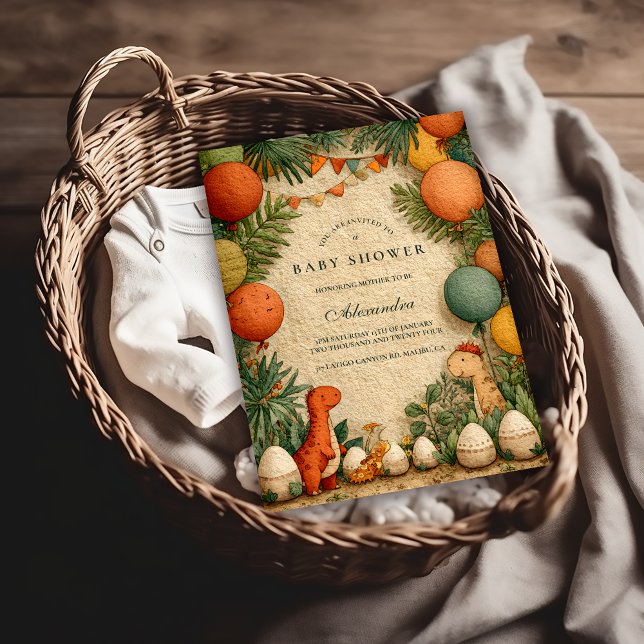 Tropical Dinosaur Theme Baby Shower Inbjudningar (Skapare uppladdad)