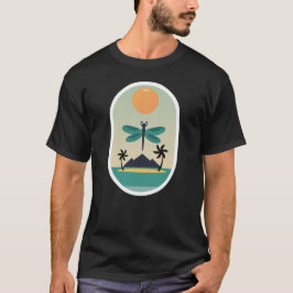 Tropical Dragonfly Sunset Retro Island Vibes T Shirt