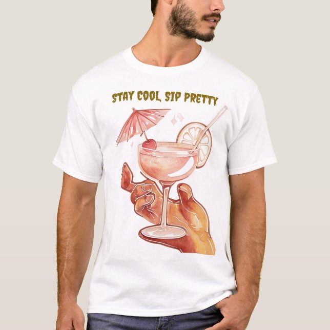  Tropical Drink Vibes – Cute Summer Aesthetic T Shirt (Framsida)