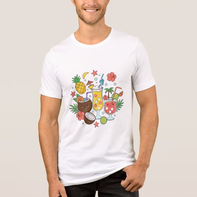 Tropical Drinks – Cute Summer Cocktail Men T-Shirt (Framsida)