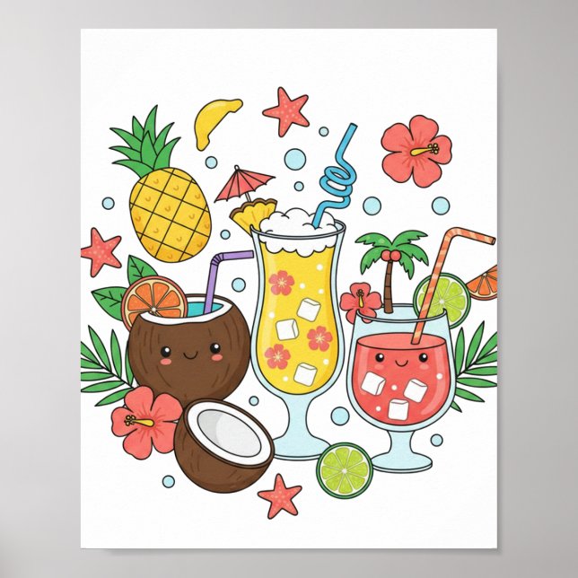 Tropical Drinks – Cute Summer Cocktail Poster (Framsidan)