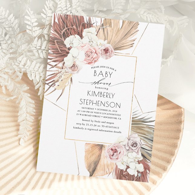 Tropical Earthy Jungle Foliage Boho Baby Shower Inbjudningar (Skapare uppladdad)