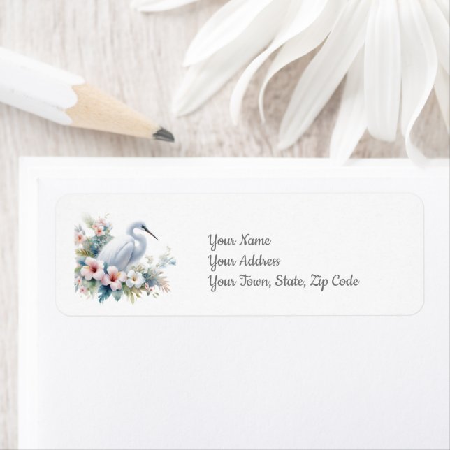 Tropical Egret Bird Island Beach Coastal Returadress Etikett (Insitu)