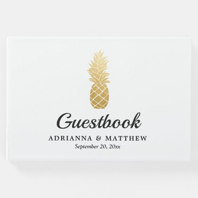 Tropical Elegance | Ananas Bröllop Guestbook Gästböcker (Framsida)