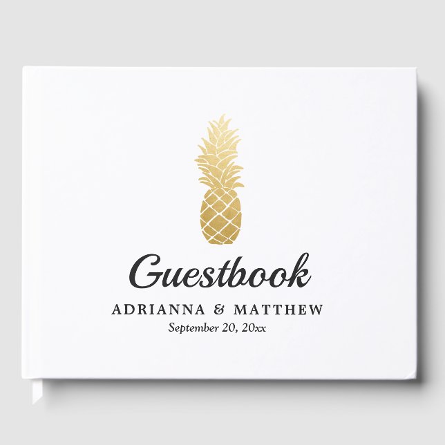 Tropical Elegance | Ananas Bröllop Guestbook Gästböcker (Framsida)