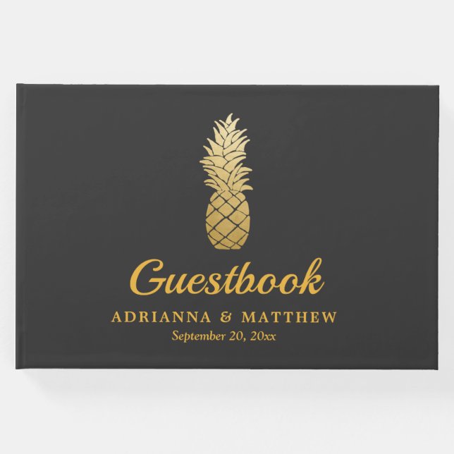 Tropical Elegance | Ananas Bröllop Guestbook Gästböcker (Framsida)