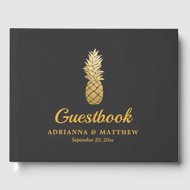 Tropical Elegance | Ananas Bröllop Guestbook Gästböcker (Framsida)