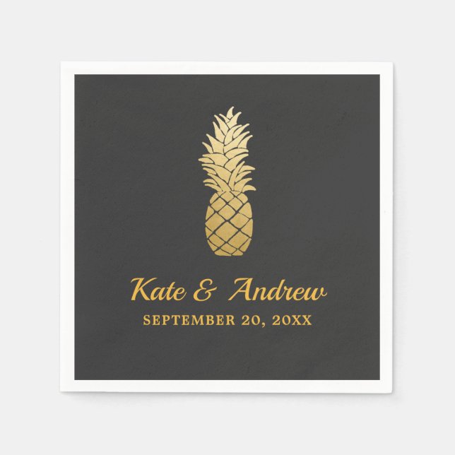 Tropical Elegance | Ananas Bröllop Pappersservett (Framsidan)