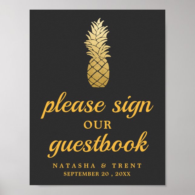 Tropical Elegance | Ananas Bröllop-tecken Poster (Framsidan)