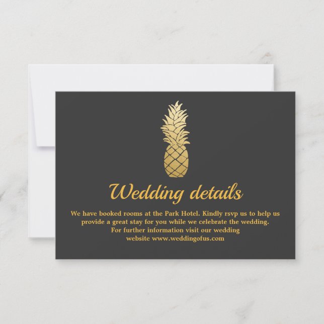 Tropical Elegance | Information om ananas Bröllop Inbjudningar (Framsida)