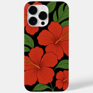 Tropical Elegance Red Hibiscus on Black
