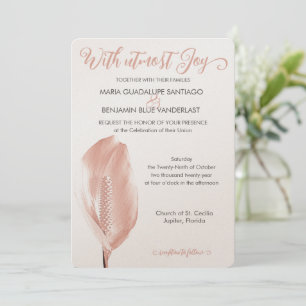 Tropical Elegance Rosa Flower Shimmer-inbjudan Inbjudningar