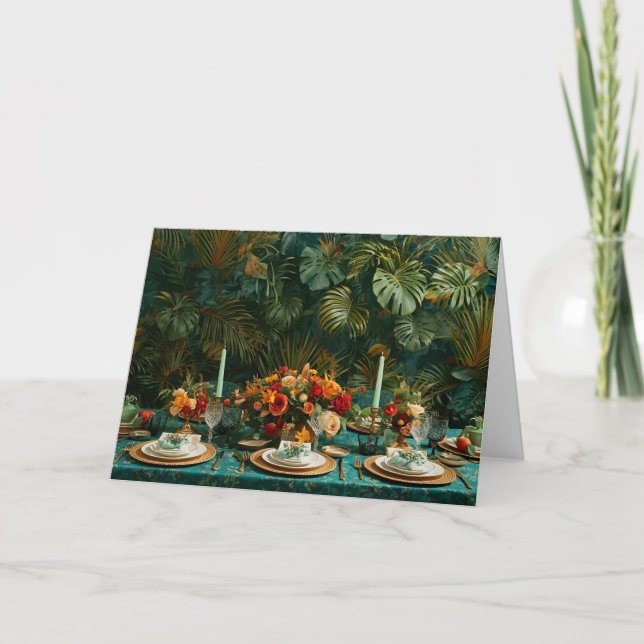 🌿 Tropical Elegance Thanksgiving Greeting Card 🌺 Helgkort (Framsida)