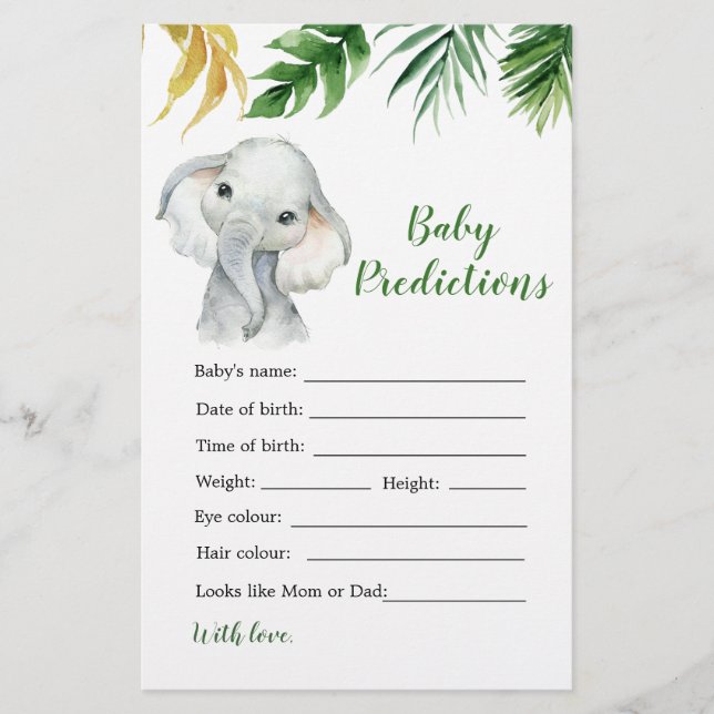 Tropical Elephant Boy Baby Shower Baby Predence (Framsida)