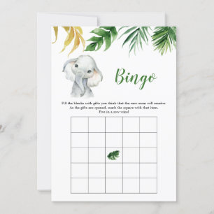Tropical Elephant Boy Baby Shower Bingo Game Inbjudningar