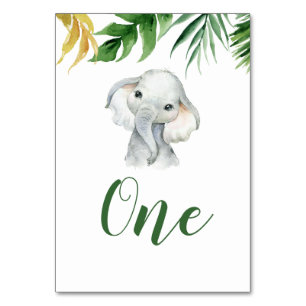 Tropical Elephant Boy Baby Shower Bordsnummer