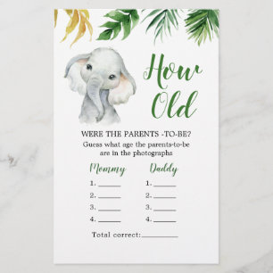 Tropical Elephant Boy Baby Shower hur gamla föräld